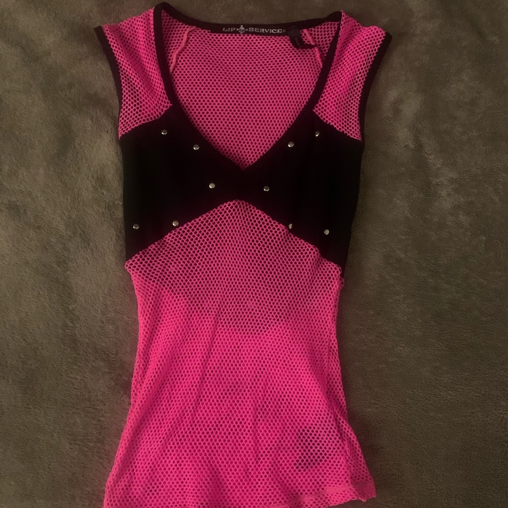 Lip Service Pink Fishnet Top